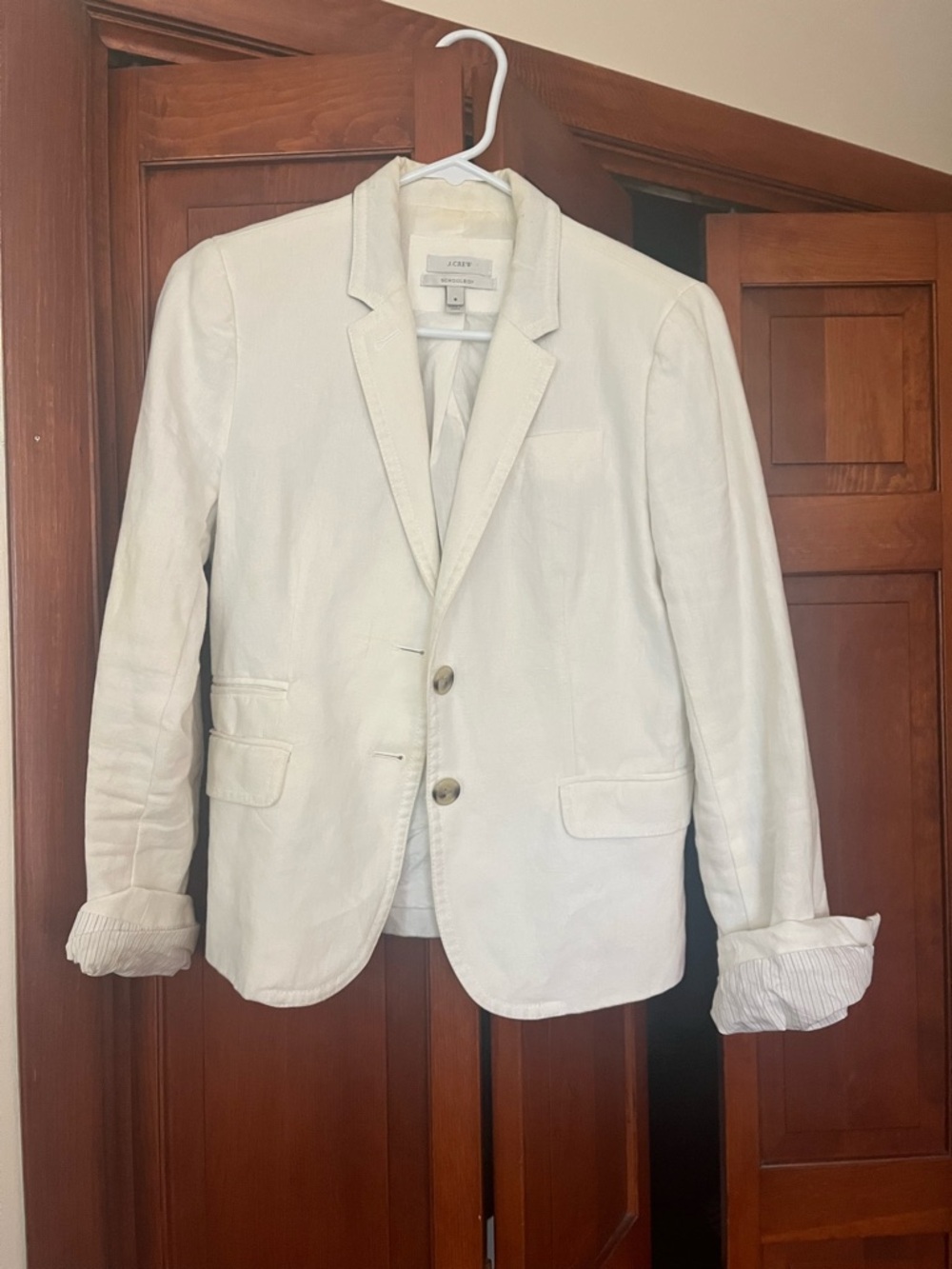 J. Crew Women’s Cream Cotton-Linen Two-Button Blazer